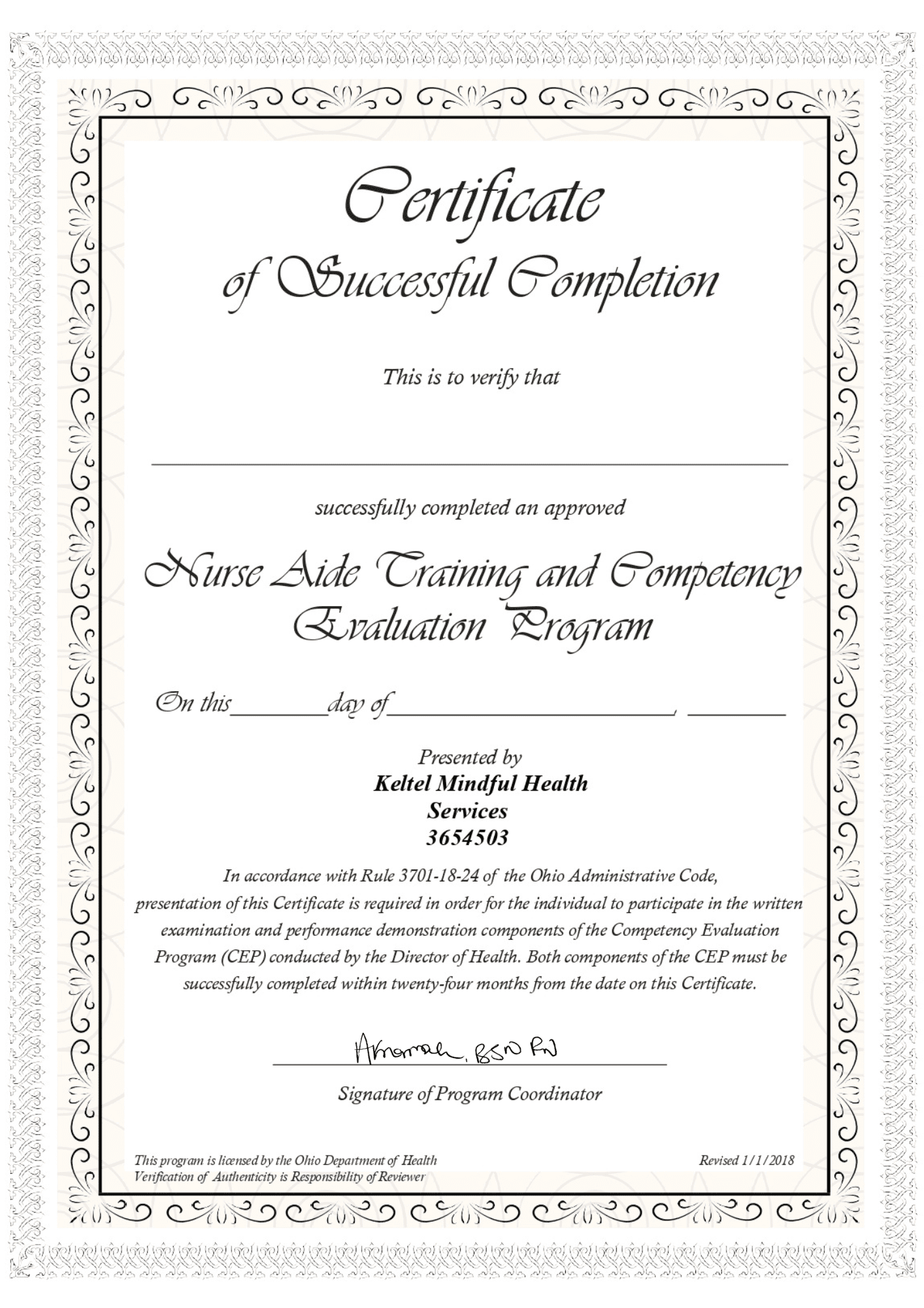 Certificate Preview